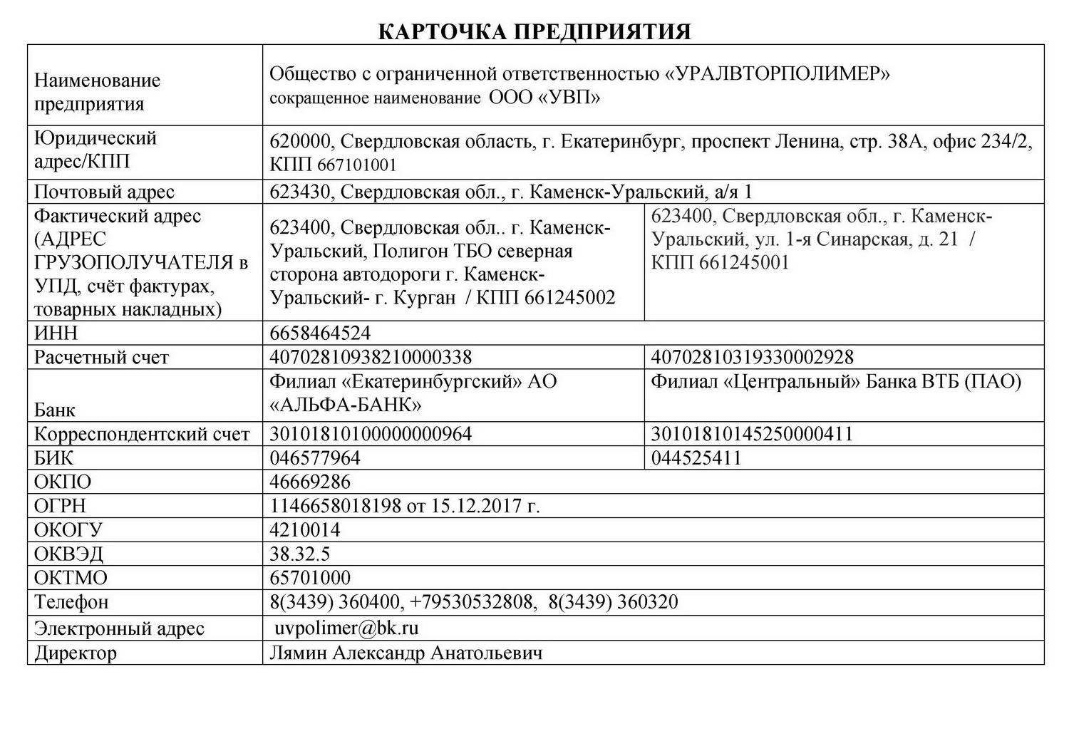 Карточка УВП ОБЩАЯ Image